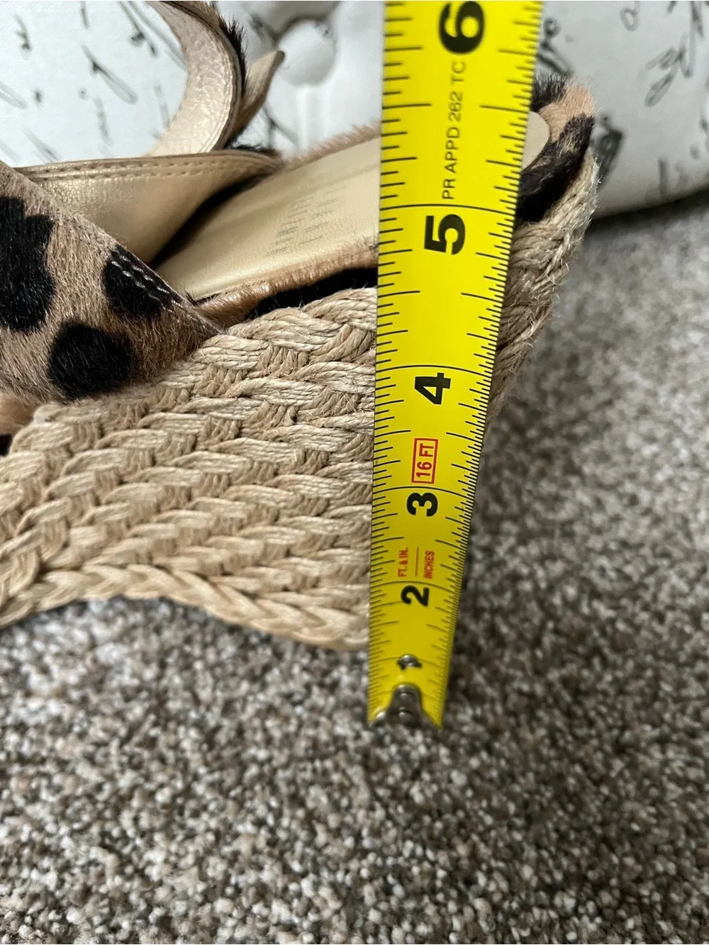 Stuart Weitzman Leopard Print Espadrille Wedge Sandals - Tan/Black Size 11 - Picture 11 of 11